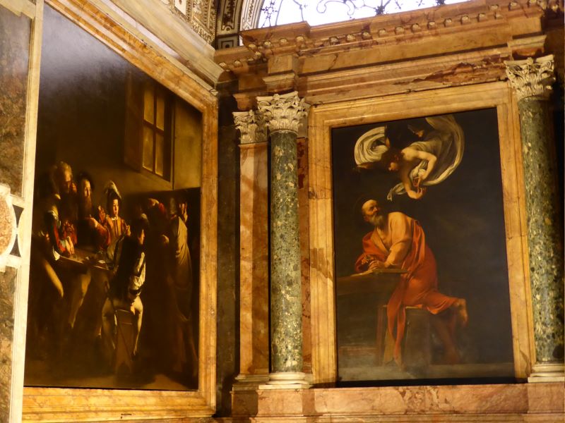 Caravaggion, Powołanie Św. Mateusza - po lewej