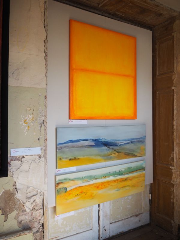 Grzegorz Szmidt, Witamina C, olej i poniżej: Dorit Markwart / Riten, Am Meer, akryl, lasur